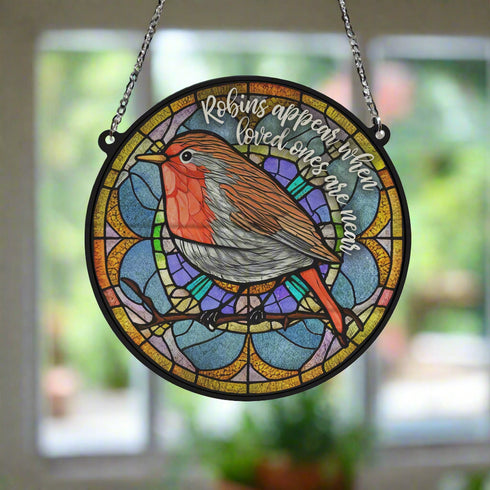 Robin Appear Stained Glass Effect Suncatcher
